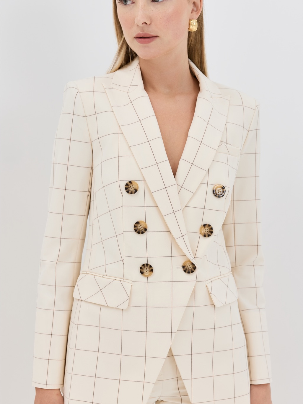 New Veronica Beard Charleston Windowpane Dickey Double-Breasted Blazer